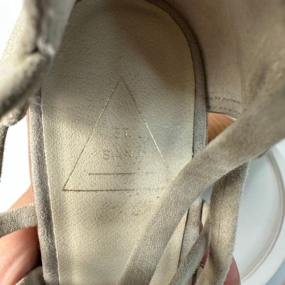 St. Sana Heels Joe Sandals Strappy Suede Leather Block Heel Open Toe Taupe 9 - Picture 7 of 12